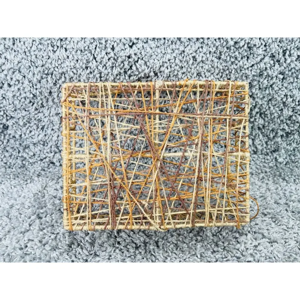 String Woven Trinket Basket Square Home Any Room Decor Storage 4inX6inX8in